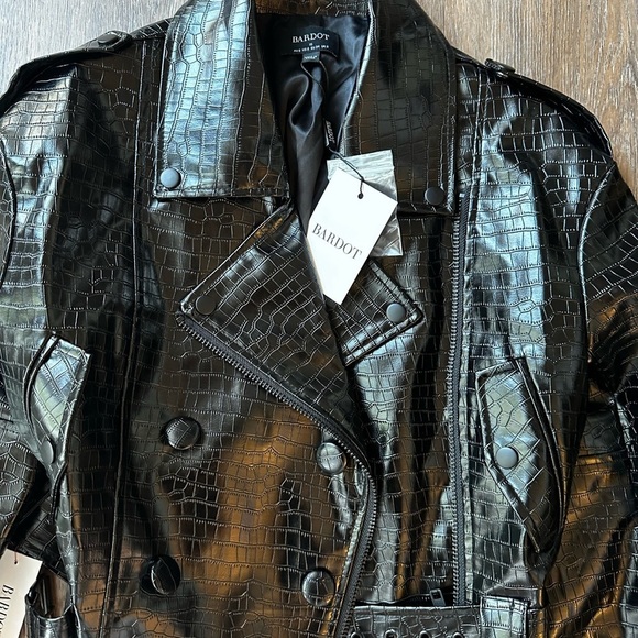 Bardot Croc Biker Jacket XS New - Picture 3 of 11